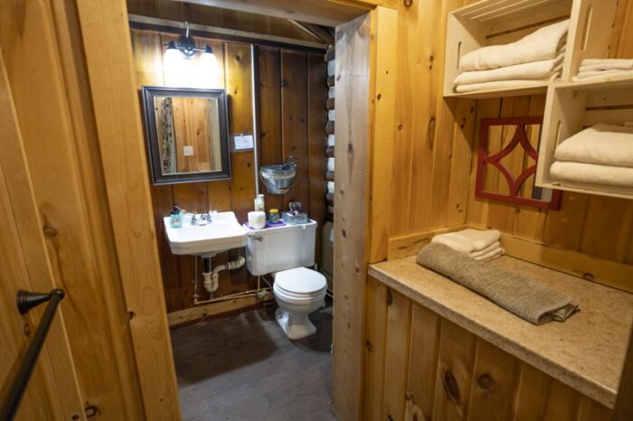 Birch Log Cabin Private Bathroom