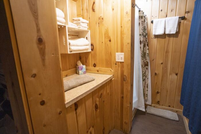 Birch Log Cabin Bathroom