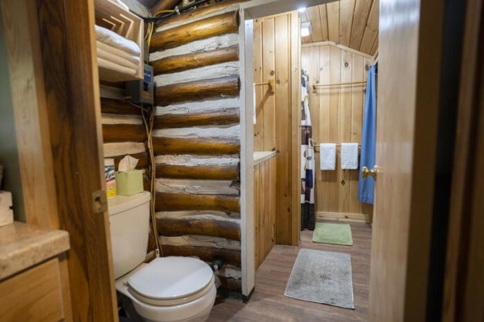 Pine Log Cabin Bathroom
